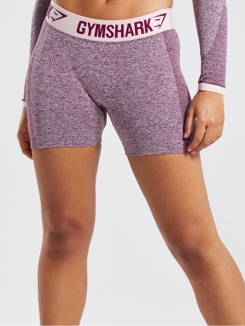 Gymshark Women's Seamless flex Bike Shorts in dark ruby marl/ blush l